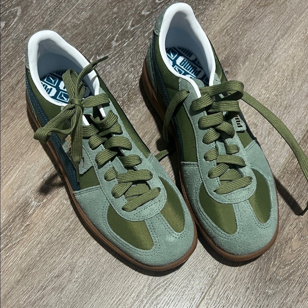 Puma Olive Green Suede & Mesh Sneakers